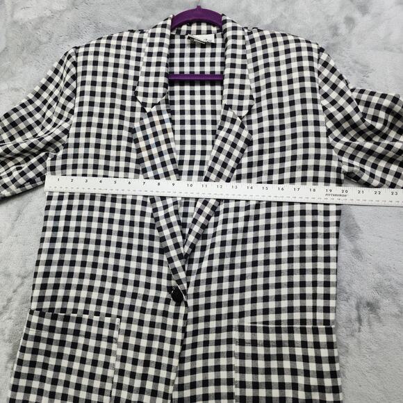 Vintage 80s Kips Bay Blazer Womens Size S Black White Gingham Plaid Lightweight - Picture 7 of 9